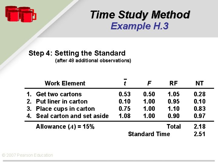 Time Study Method Example H. 3 Step 4: Setting the Standard (after 48 additional