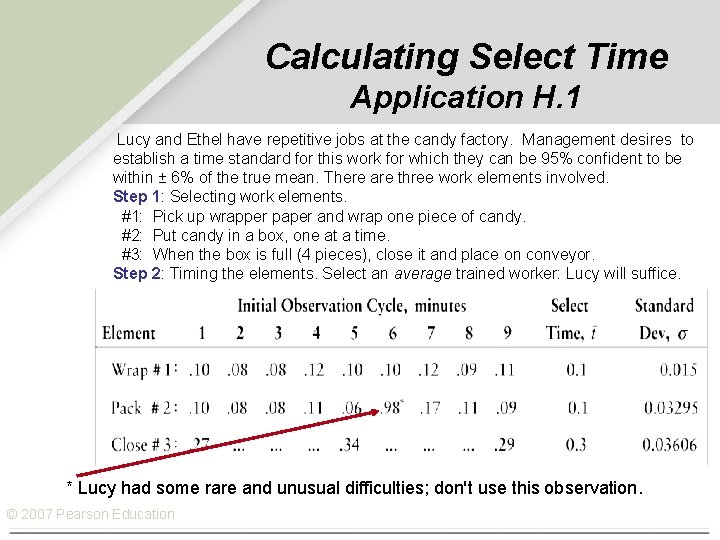 Calculating Select Time Application H. 1 Lucy and Ethel have repetitive jobs at the