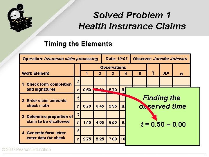 Solved Problem 1 Health Insurance Claims Timing the Elements Operation: Insurance claim processing Date: