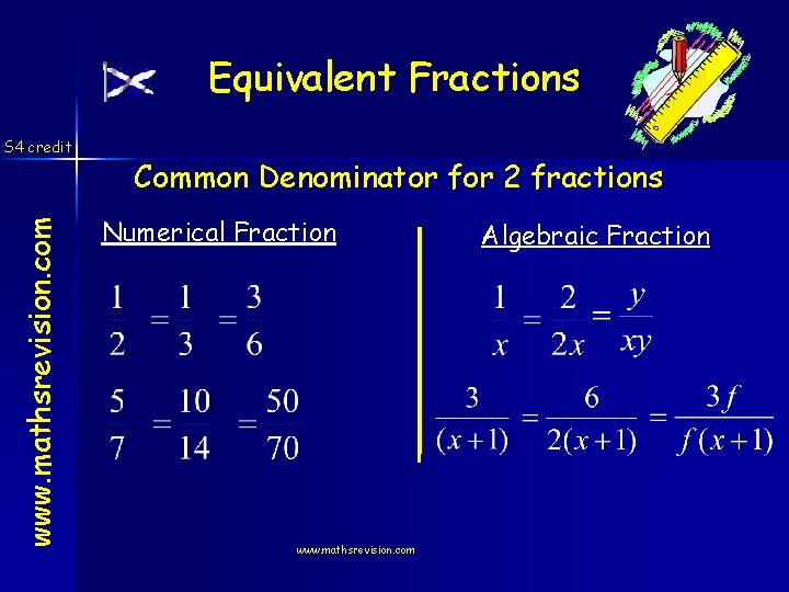 Algebraic Fractions Www Mathsrevision Com S 4 Credit