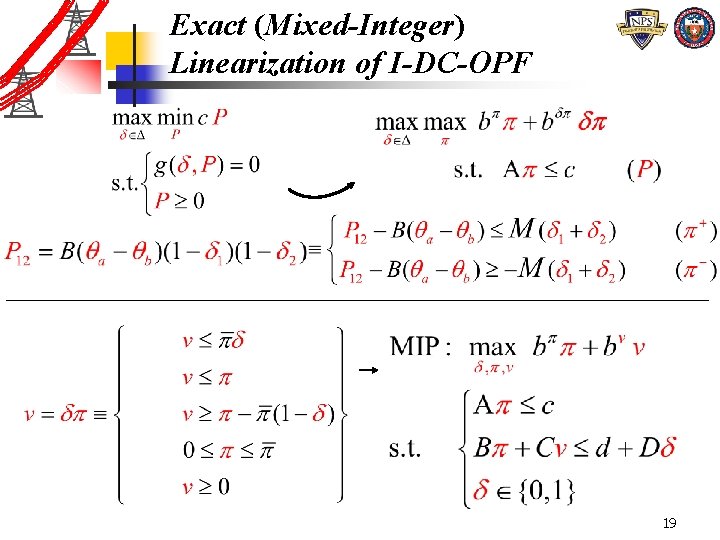Exact (Mixed-Integer) Linearization of I-DC-OPF 19 Exact (Mixed-Integer) Linearization of I-DC-OPF 19