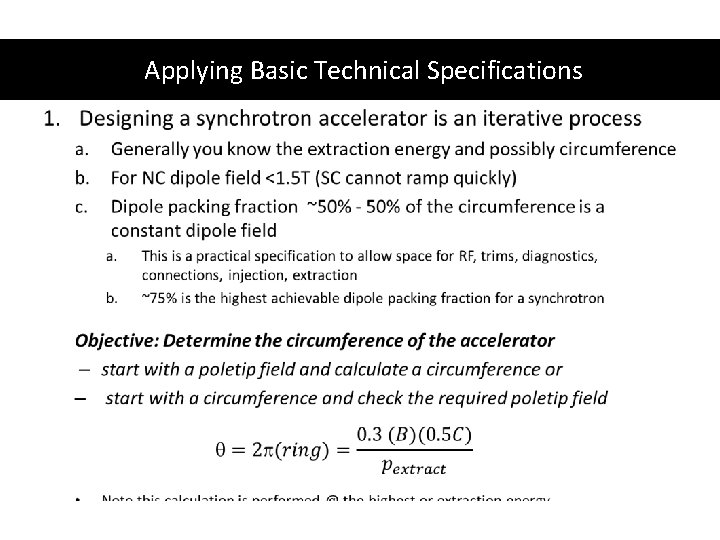 Applying Basic Technical Specifications 