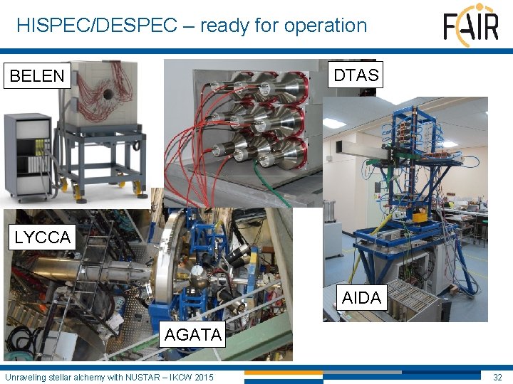 HISPEC/DESPEC – ready for operation DTAS BELEN LYCCA AIDA AGATA Unraveling stellar alchemy with