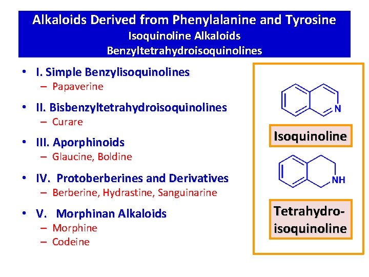 Alkaloids Derived from Phenylalanine and Tyrosine Isoquinoline Alkaloids Benzyltetrahydroisoquinolines • I. Simple Benzylisoquinolines –