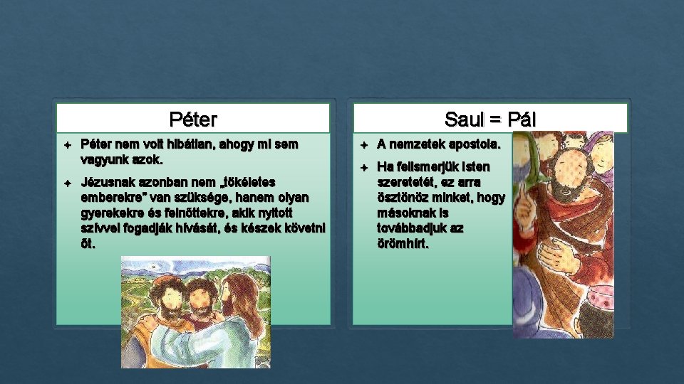 Saul = Pál Péter nem volt hibátlan, ahogy mi sem vagyunk azok. Jézusnak azonban