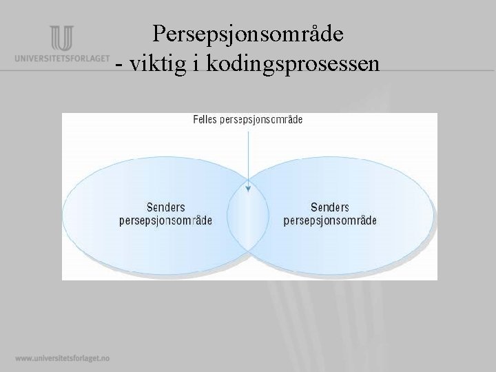 Persepsjonsområde - viktig i kodingsprosessen Persepsjonsområde - viktig i kodingsprosessen