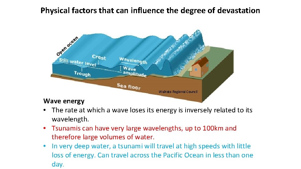 Physical factors that can influence the degree of devastation Waikato Regional Council Wave energy