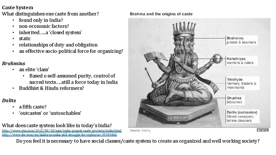 Caste System What distinguishes one caste from another? • found only in India? •