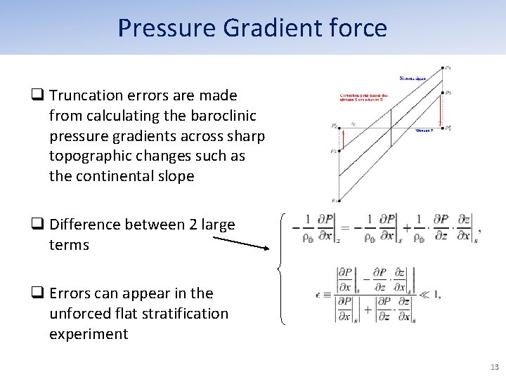 Pressure Gradient force q Truncation errors are made from calculating the baroclinic pressure gradients Pressure Gradient force q Truncation errors are made from calculating the baroclinic pressure gradients