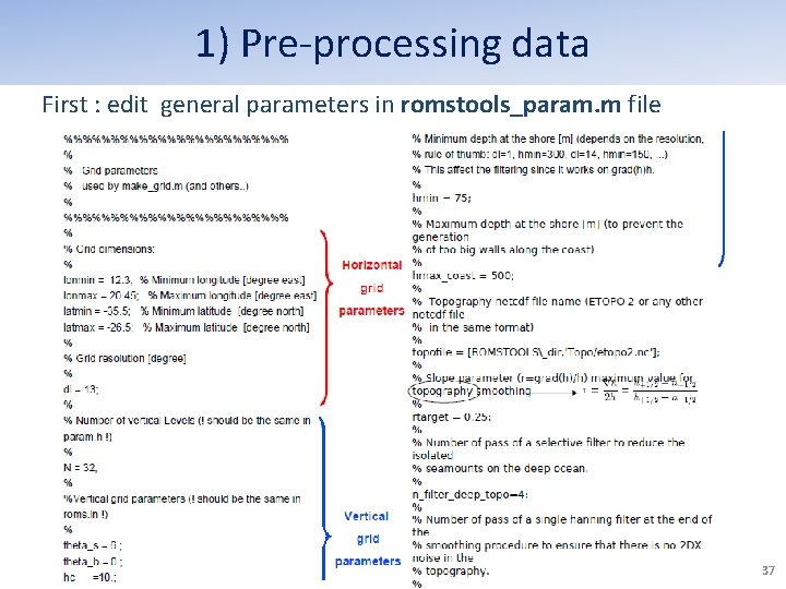 1) Pre-processing data First : edit general parameters in romstools_param. m file 37 1) Pre-processing data First : edit general parameters in romstools_param. m file 37