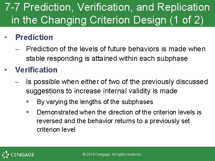 7 -7 Prediction, Verification, and Replication in the Changing Criterion Design (1 of 2)