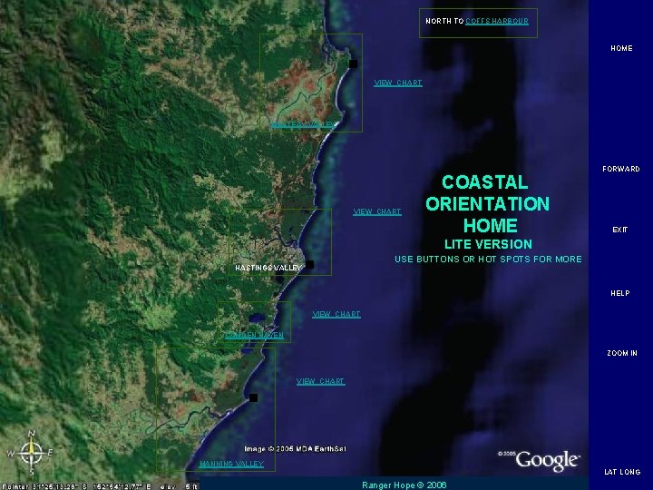 NORTH TO COFFS HARBOUR HOME VIEW CHART MACLEAY VALLEY VIEW CHART COASTAL ORIENTATION HOME