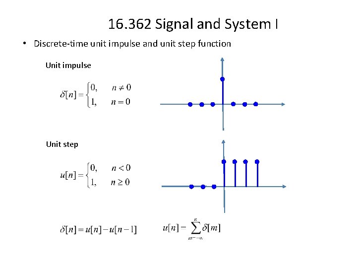 16. 362 Signal and System I • Discrete-time unit impulse and unit step function