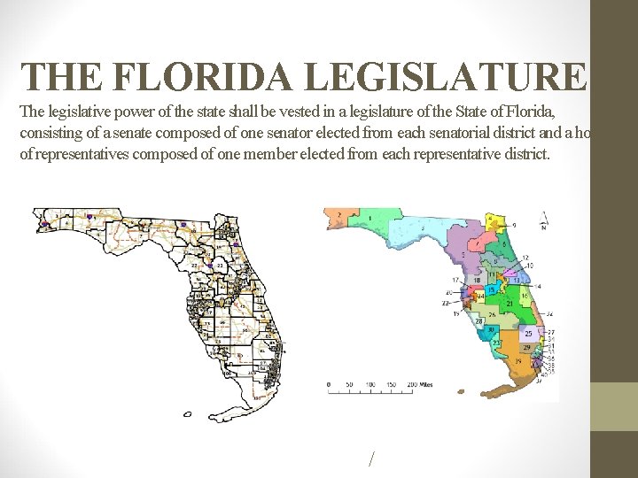 THE FLORIDA LEGISLATURE The legislative power of the state shall be vested in a THE FLORIDA LEGISLATURE The legislative power of the state shall be vested in a