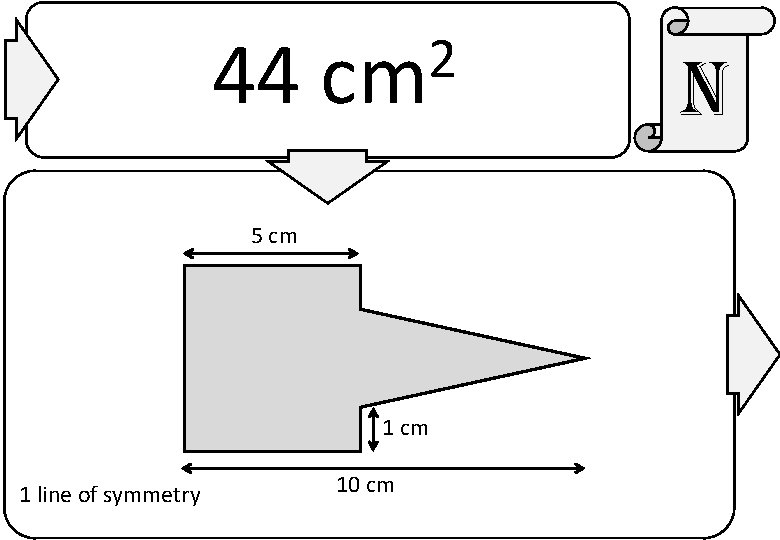 44 2 cm 5 cm 1 line of symmetry 10 cm n 