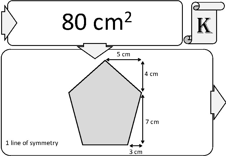 80 2 cm k 5 cm 4 cm 7 cm 1 line of symmetry