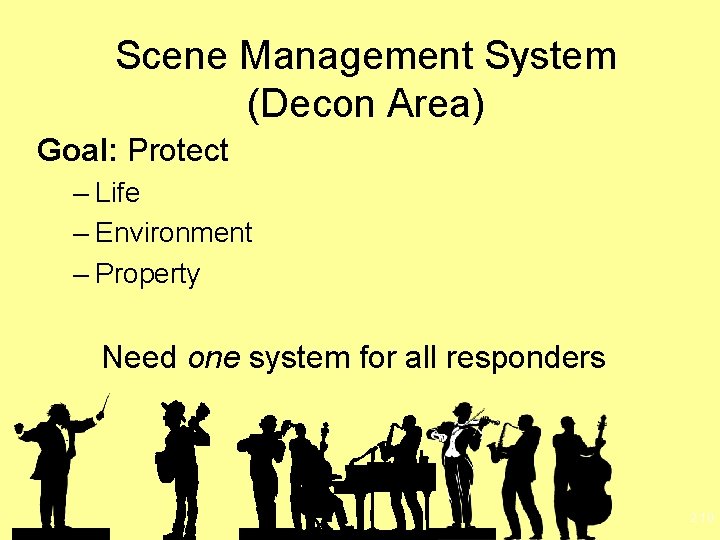 Scene Management System (Decon Area) Goal: Protect – Life – Environment – Property Need