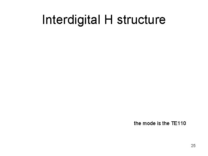 Interdigital H structure the mode is the TE 110 25 