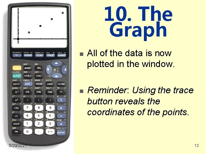 10. The Graph n n 5/20/2021 All of the data is now plotted in