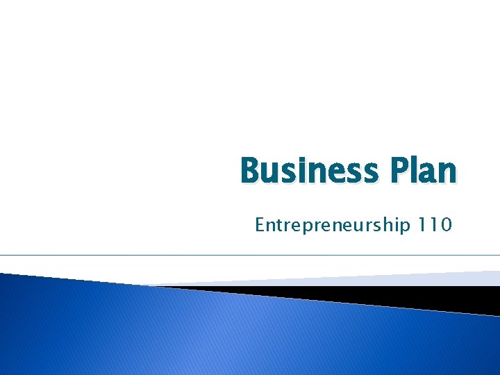 Business Plan Entrepreneurship 110 