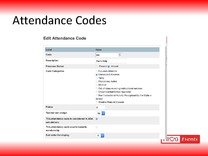 Attendance Codes 