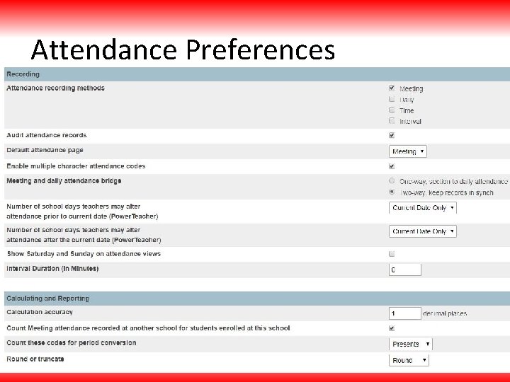Attendance Preferences 