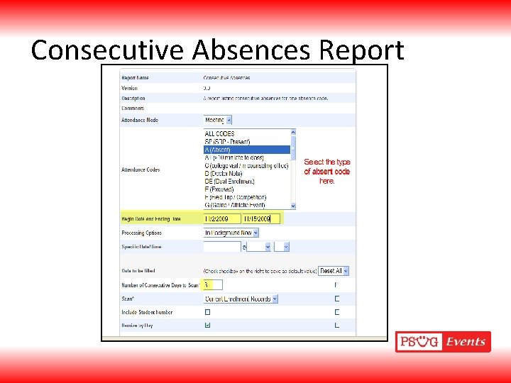 Consecutive Absences Report 