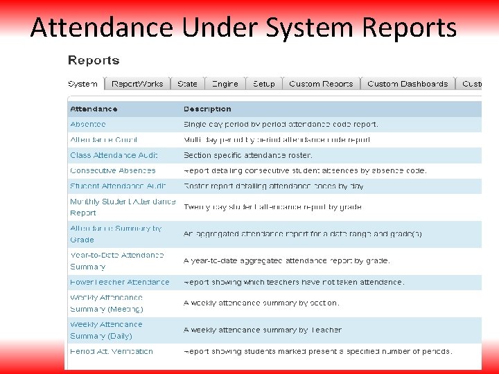 Attendance Under System Reports 