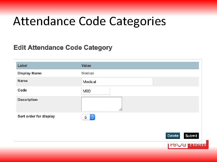 Attendance Code Categories 