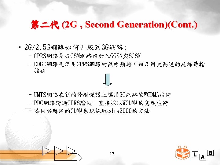 1 G First Generation 2 G Second Generation
