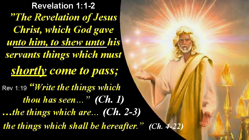 Revelation 1: 1 -2 ”The Revelation of Jesus Christ, which God gave unto him,