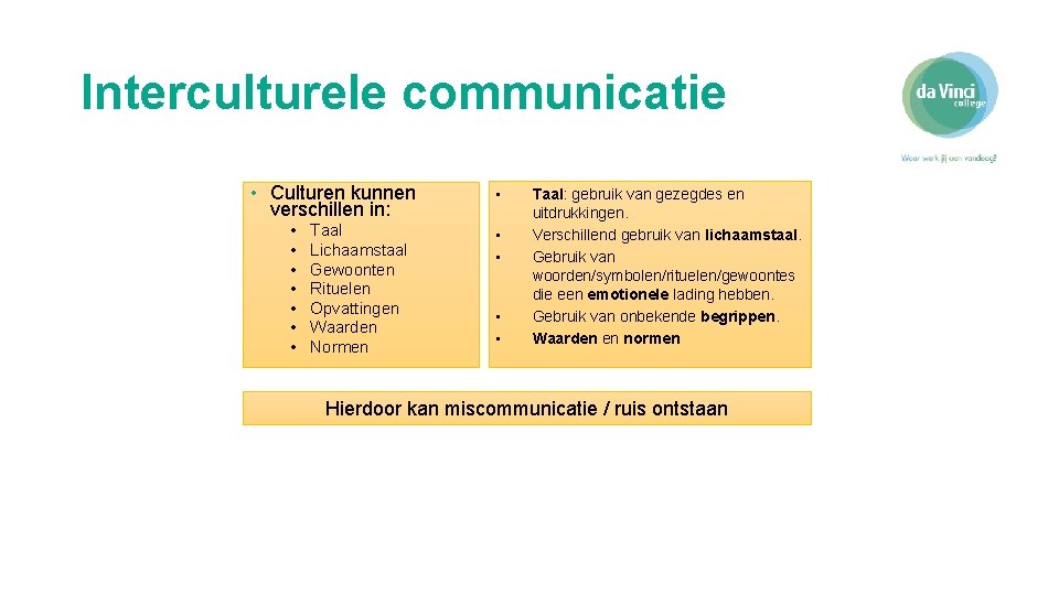 Interculturele communicatie • Culturen kunnen verschillen in: • • Taal Lichaamstaal Gewoonten Rituelen Opvattingen