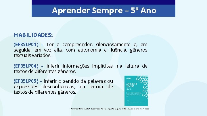 Aprender Sempre 5 Ano HABILIDADES EF 35 LP