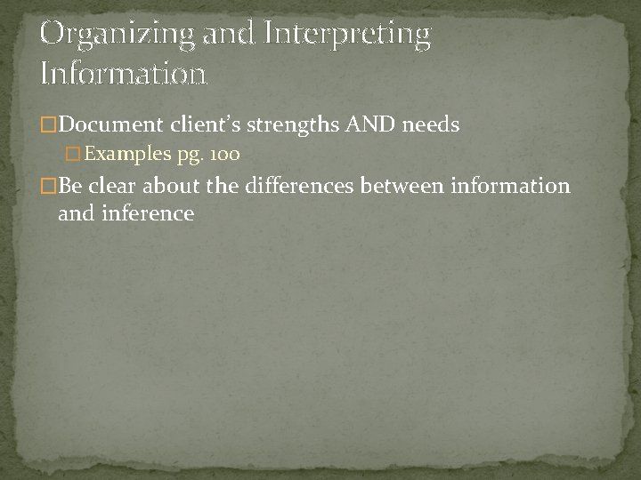 The Assessment Process Part II Red book Chapter