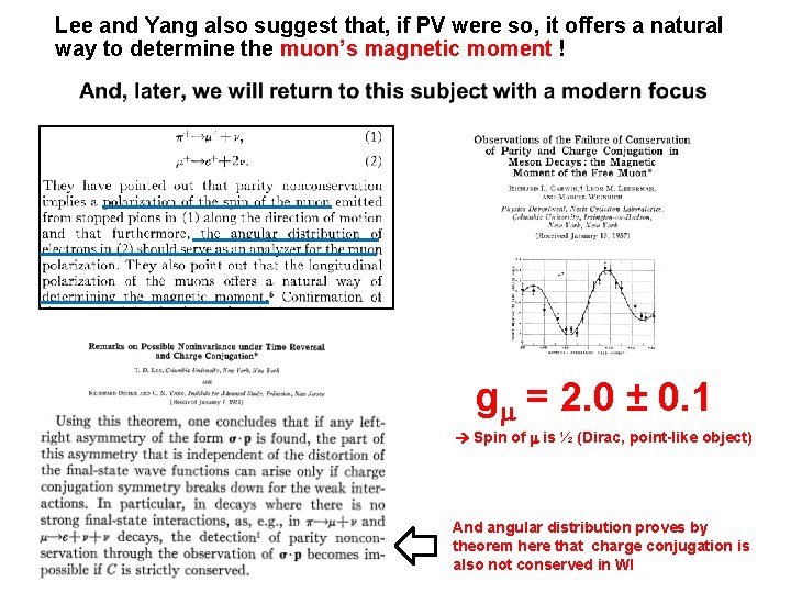 Lee and Yang also suggest that, if PV were so, it offers a natural