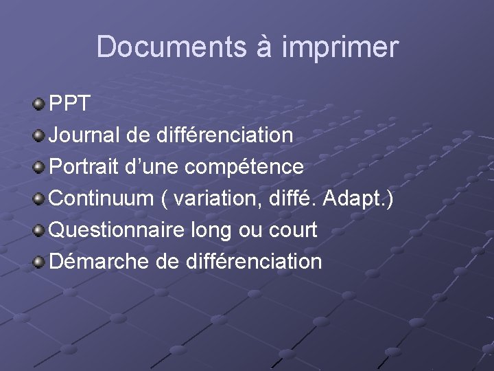 Documents à imprimer PPT Journal de différenciation Portrait d’une compétence Continuum ( variation, diffé.