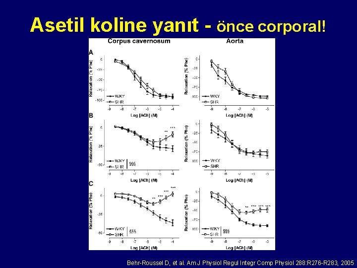 Asetil koline yanıt - önce corporal! Behr-Roussel D, et al. Am J Physiol Regul
