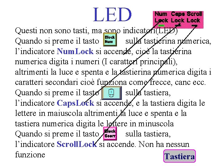LED Questi non sono tasti, ma sono indicatori(LED) Quando si preme il tasto sulla