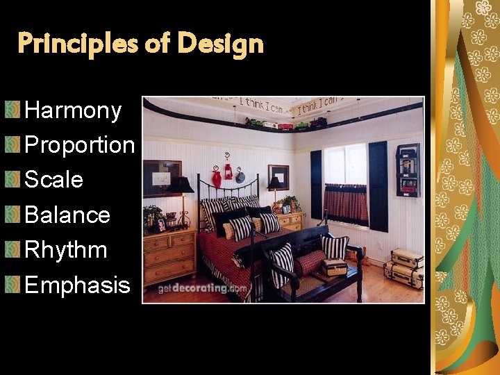 Principles of Design Harmony Proportion Scale Balance Rhythm Emphasis 