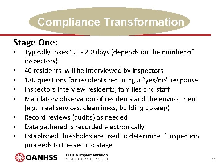 Compliance Transformation Stage One: • • Typically takes 1. 5 - 2. 0 days