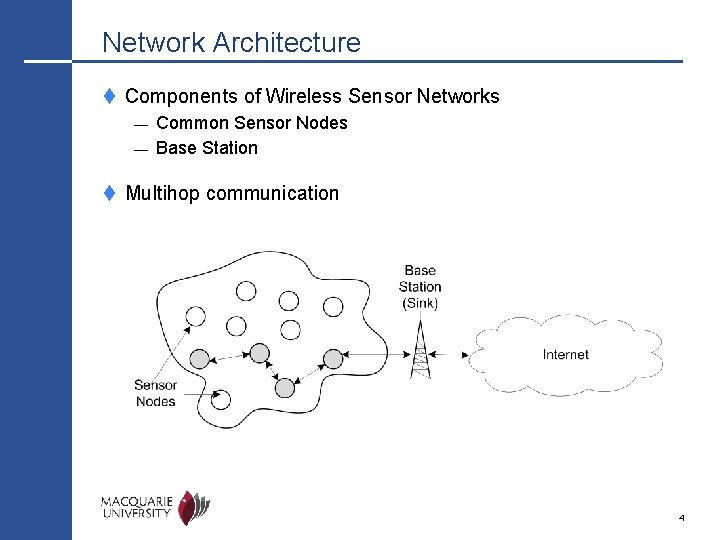 Network Architecture t Components of Wireless Sensor Networks — — Common Sensor Nodes Base