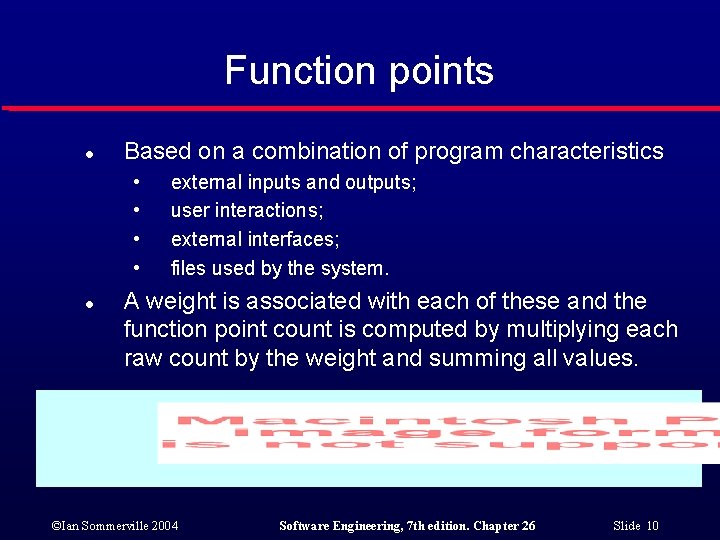 Function points l Based on a combination of program characteristics • • l external