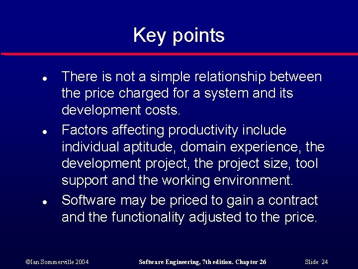 Key points l l l There is not a simple relationship between the price