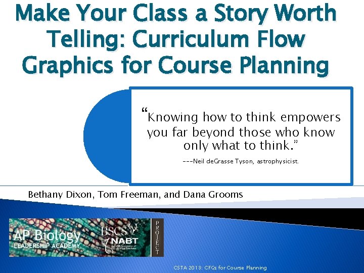 Make Your Class a Story Worth Telling: Curriculum Flow Graphics for Course Planning “Knowing