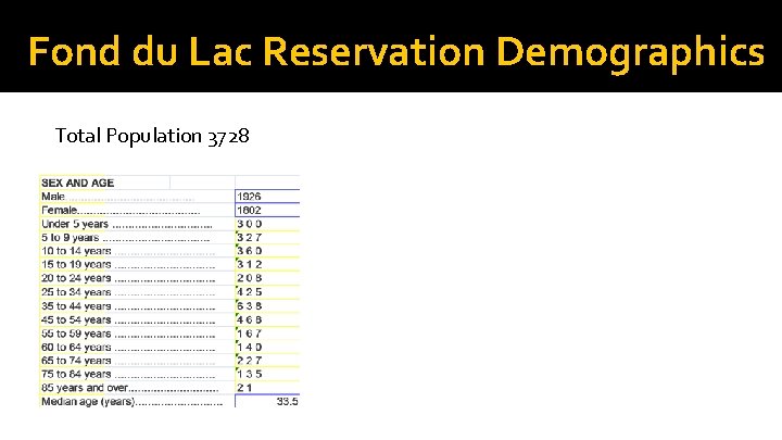 Fond du Lac Reservation Demographics Total Population 3728 