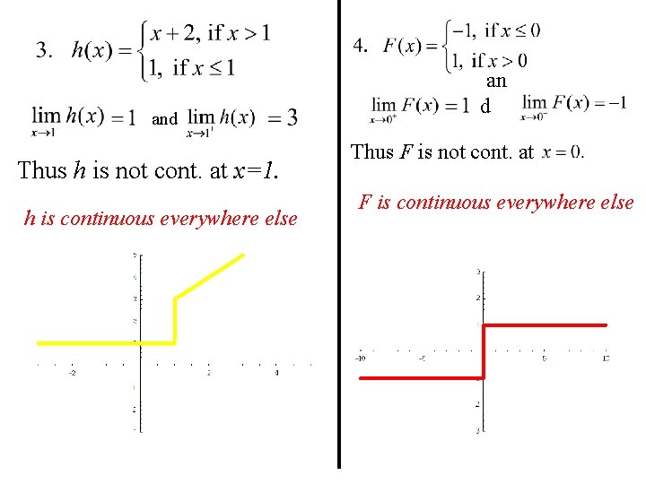 and Thus h is not cont. at x=1. h is continuous everywhere else an