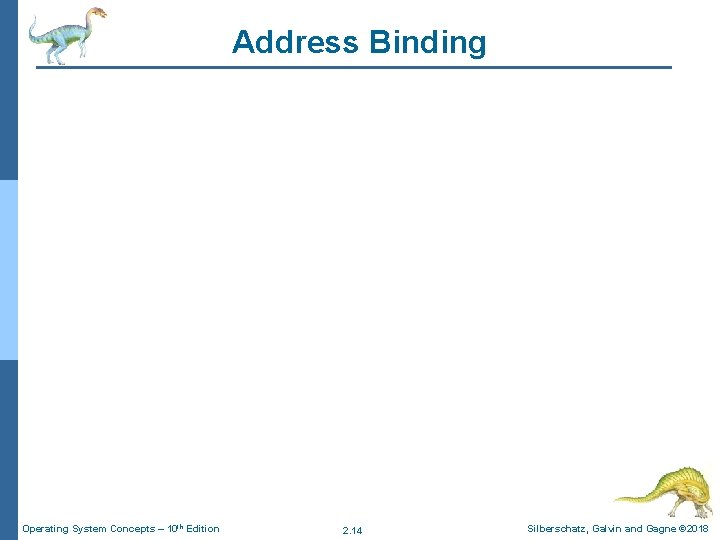 Address Binding Operating System Concepts – 10 th Edition 2. 14 Silberschatz, Galvin and