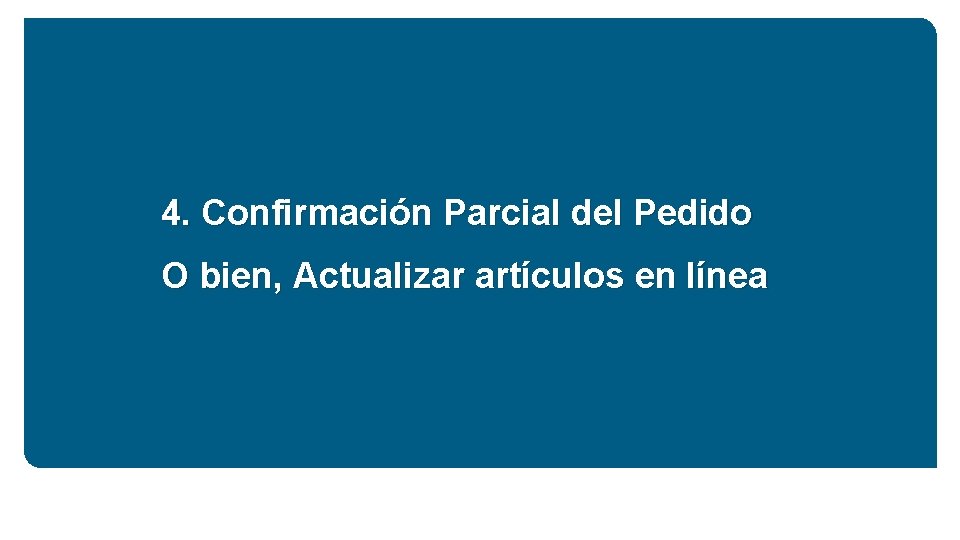 4. Confirmación Parcial del Pedido O bien, Actualizar artículos en línea 9 