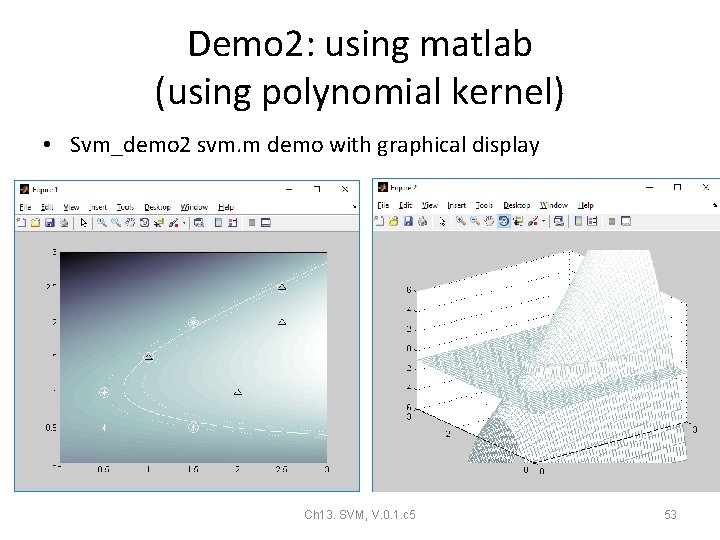 Demo 2: using matlab (using polynomial kernel) • Svm_demo 2 svm. m demo with Demo 2: using matlab (using polynomial kernel) • Svm_demo 2 svm. m demo with