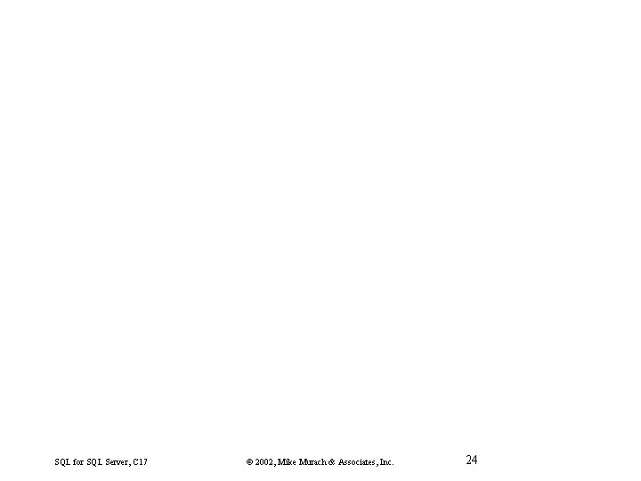 SQL for SQL Server, C 17 © 2002, Mike Murach & Associates, Inc. 24